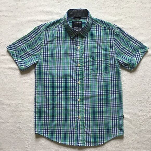 Nautica Plaid Button Up Short Sleeve Shirt - Picture 1 of 7